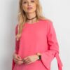 Blouse with flared tied sleeves coral
