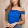 Blouse with frills in blue-violet color