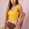 Blouse with frills on straps mustard