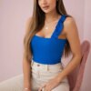 Blouse with frills on straps purple-blue
