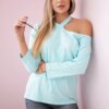 Blouse with heart mint print