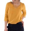 Blouse with lace-up neckline yellow