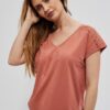 Blouse with openwork decoration - coral