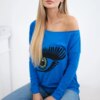 Blouse with print and longer back part purple blue