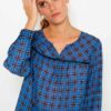 Blue Checkered Loose Blouse CAMAIEU - Women