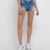 Blue Denim Shorts with Lace Details ONLY Carmen - Women