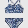 Blue Girly Floral Two Piece Swimsuit name it Felisia - unisex