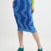 Blue Ladies Patterned Sweater Midi Skirt Noisy May Cosmic - Women