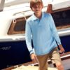 Blue Long Sleeve Polo Shirt Fruit of the Loom