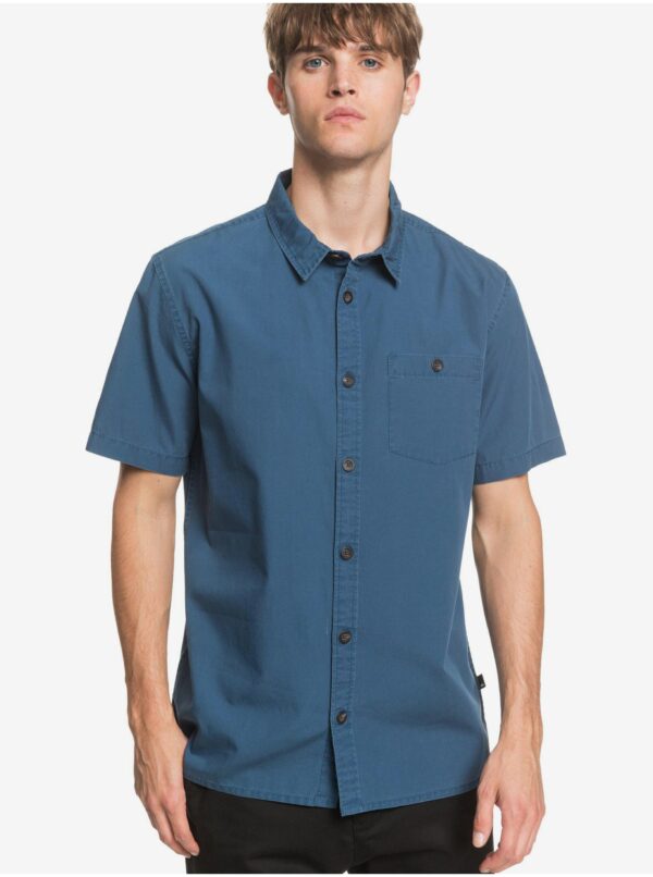 Blue Men's Short Sleeve Shirt Quiksilver Taxer Wash - Men's