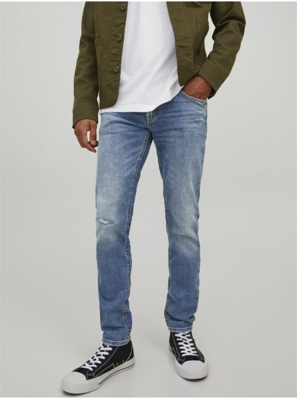 Blue Slim Fit Jeans with Embroidered Effect Jack & Jones Liam - Men