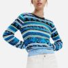 Blue Striped Sweater Desigual Rainforest - Women