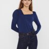 Blue T-shirt with asymmetrical neckline VERO MODA Panda - Women