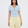 Blue Womens Basic T-Shirt Noisy May Maya - Women