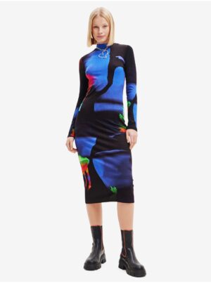 Blue and Black Women Patterned Sheath Dress Desigual Hologram - Lacr - Women