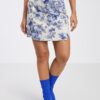 Blue and Cream Women's Floral Skirt / Shorts VILA Porcelina - Ladies