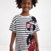 Blue and White Girl Patterned T-Shirt Desigual Mickey Sunglasses - Girls