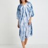 Blue and White Ladies Batik Midi-Dresses Lee - Women