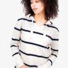 Blue and White Ladies Striped Hoodie Brakeburn - Women
