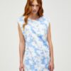 Blue and White Patterned Long T-Shirt Pieces Tabbi - Women