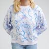 Blue and White Women Patterned Sweatshirt Lee - Women