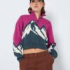 Blue and pink patterned sweater Noisy May Peaks - Women