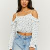 Blue and white floral short blouse with ruffles TALLY WEiJL - Ladies