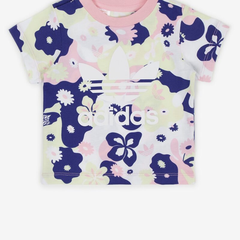 Blue and white girly floral T-shirt adidas Originals - Girls