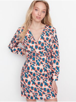 Blue-beige patterned dress Trendyol - Women