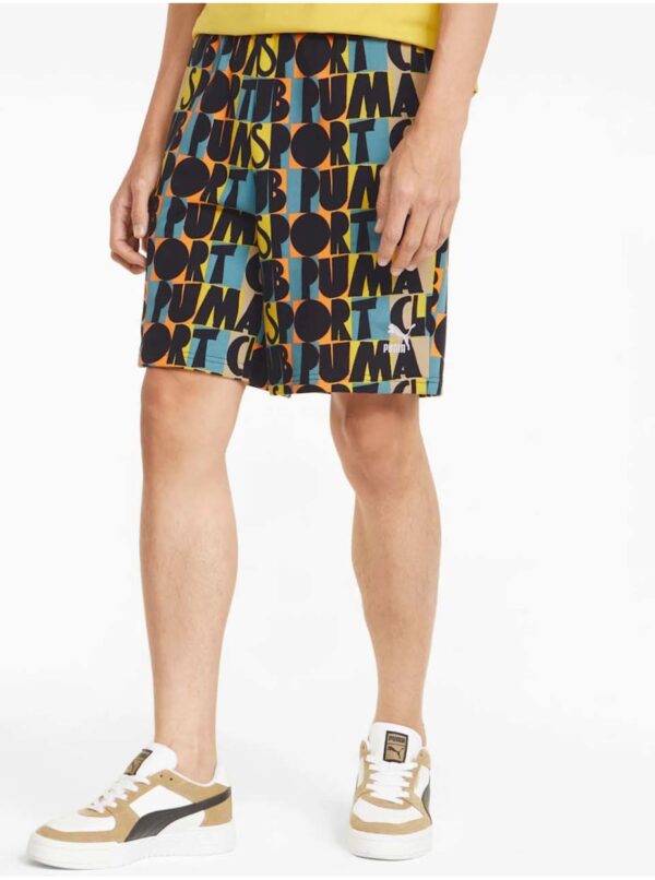 Blue-black men's patterned sports shorts Puma - Men