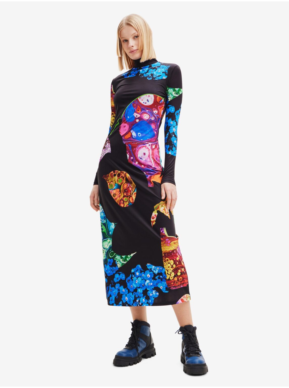 Blue-black women's patterned maxi dress Desigual Arles - Lacroix - Ladies