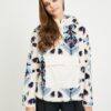 Blue-cream patterned women's faux fur jacket Picture D - Ladies
