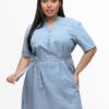 Blue dress with tie ONLY CARMAKOMA Damia - Women