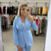 Blue extended jacket with imitation pockets LIVIEN