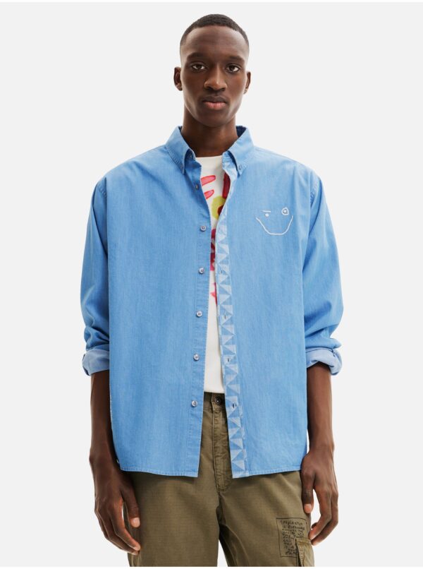 Blue men's denim shirt Desigual Gabriel - Men