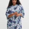 Blue patterned shirt with an extended back Fransa - Ladies