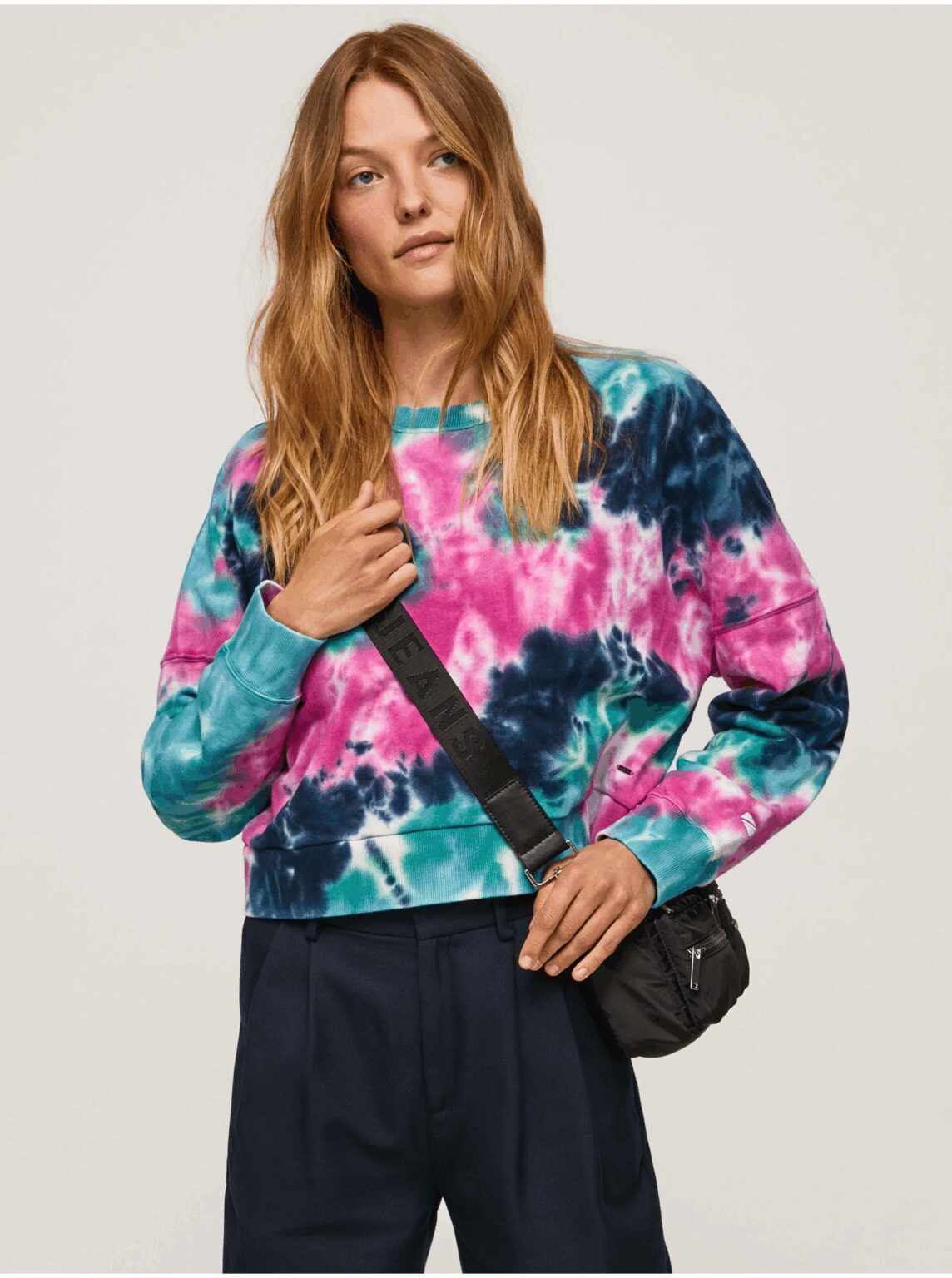 Blue-pink ladies batik sweatshirt Pepe Jeans Mery - Ladies
