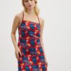 Blue-red women's floral short strap dress Tommy Jeans - Women's