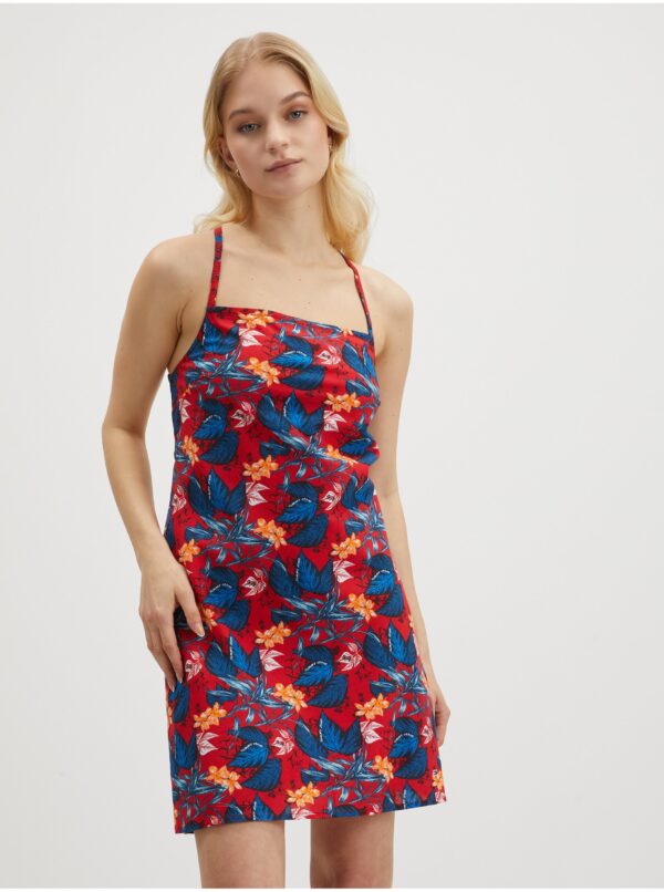 Blue-red women's floral short strap dress Tommy Jeans - Women's