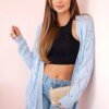 Blue sweater with geometric pattern