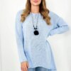 Blue sweater with necklace