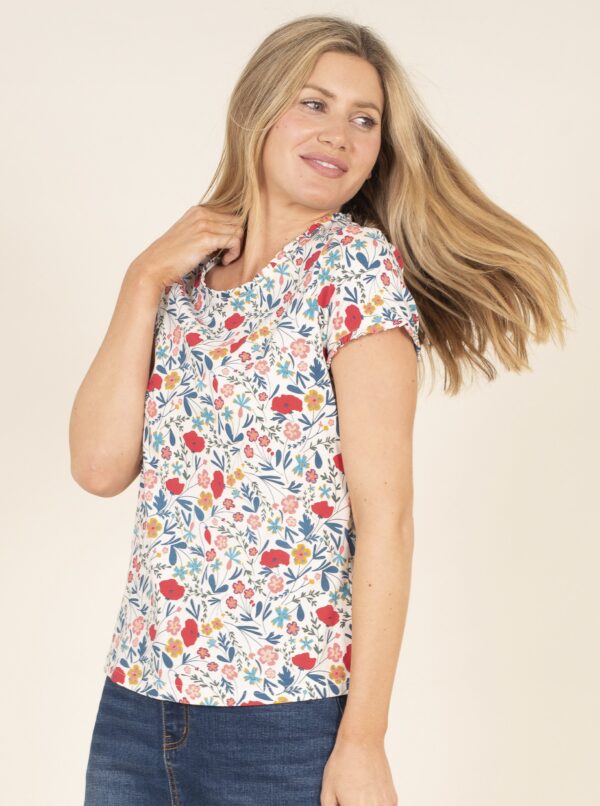 Blue-white floral T-shirt Brakeburn - Women