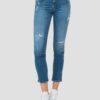 Blue women's cropped slim fit jeans with ripped effect Replay - Women