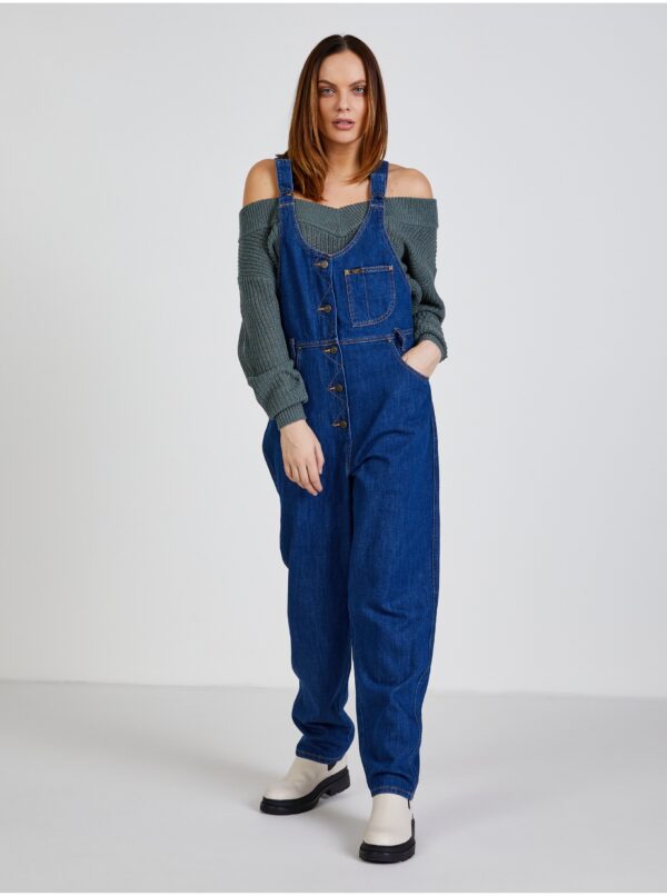Blue women's denim bibs Lee Mom Bib - Women