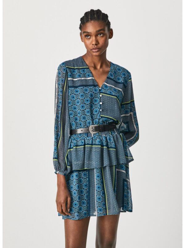 Blue women's patterned dress Pepe Jeans Megan - Women's