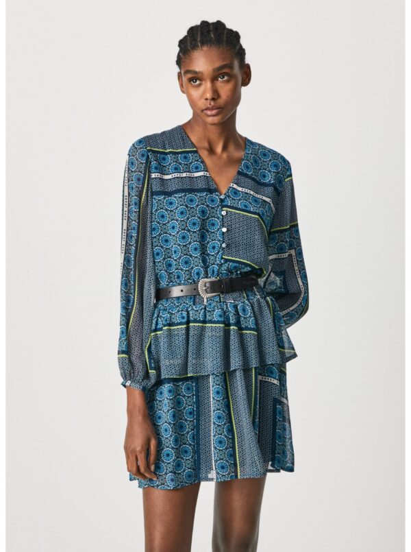 Blue women's patterned dress Pepe Jeans Megan - Women's