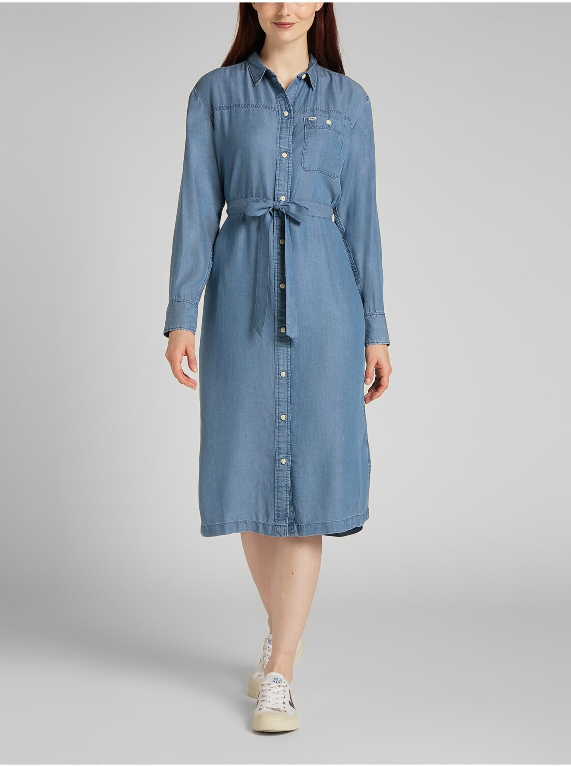 Blue women's shirt midi dress Lee Western - Women's