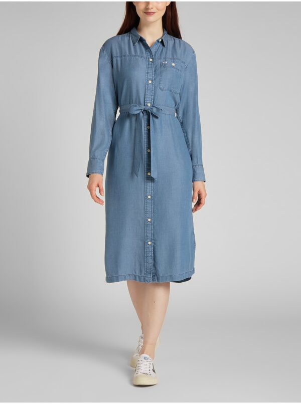 Blue women's shirt midi dress Lee Western - Women's