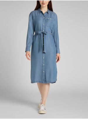 Blue women's shirt midi dress Lee Western - Women's