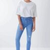 Blue women's skinny fit jeans with a torn effect Salsa Jeans Secre - Women